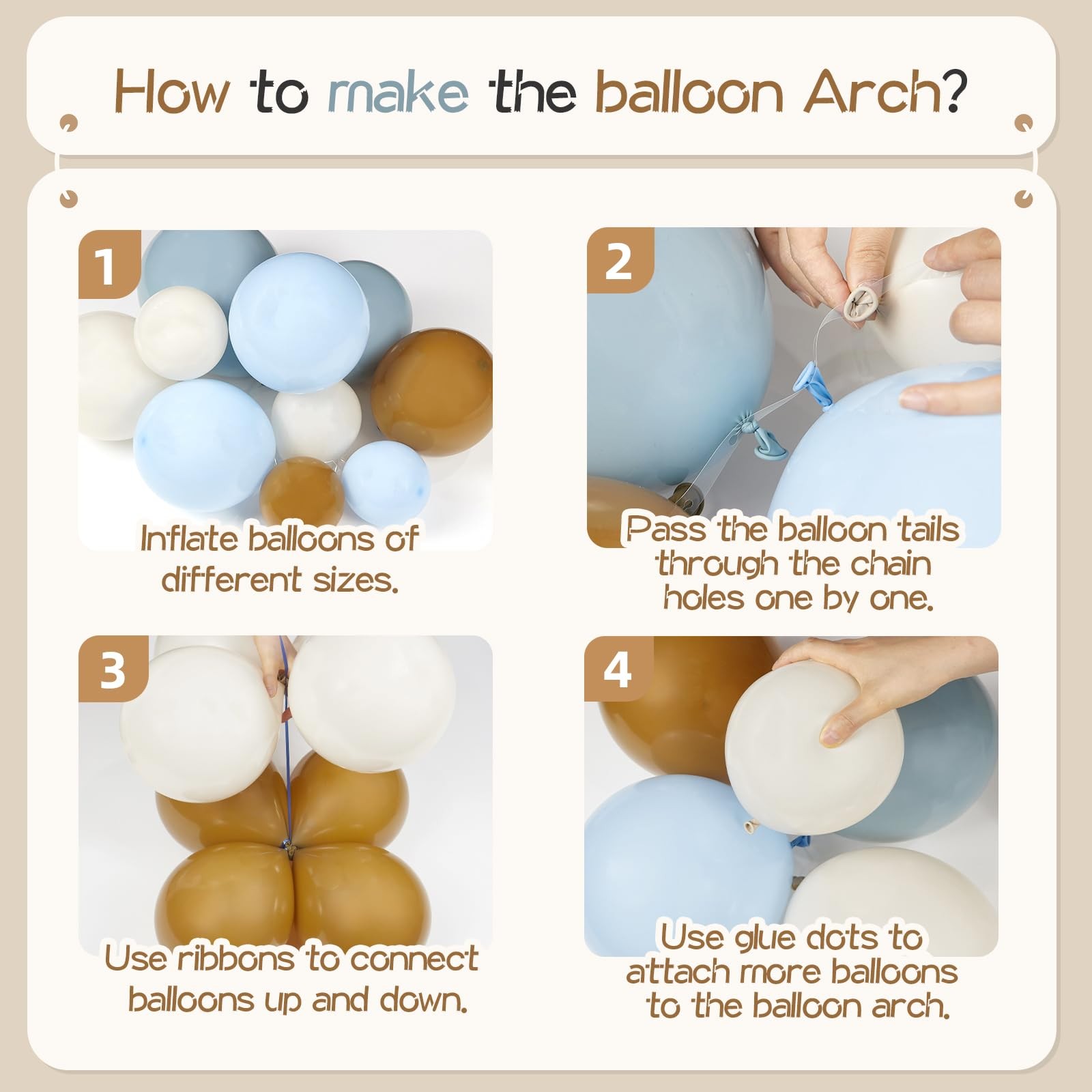 146Pcs Dusty Blue and Brown Balloon Arch Kit, Bear Baby Shower Decorations wi…