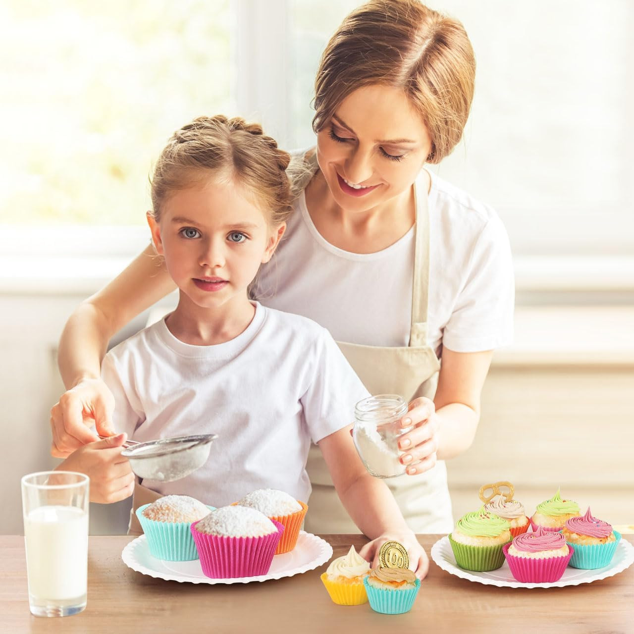 Caperci Bright Rainbow Jumbo Cupcake Liners Extra Large Jumbo,