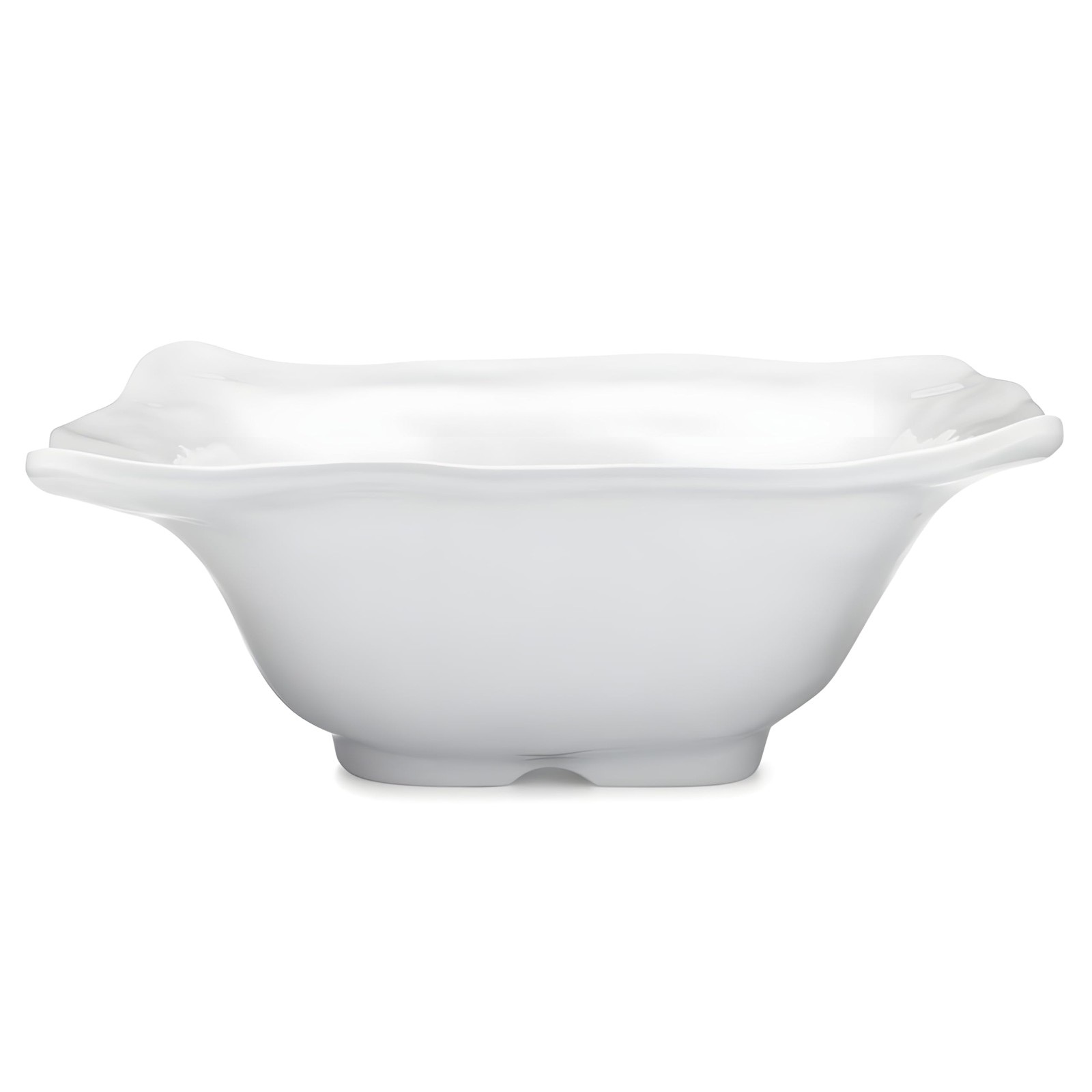 Q Squared Ruffle Square Serving Bowl, 12.5-Inch, Melamine, White