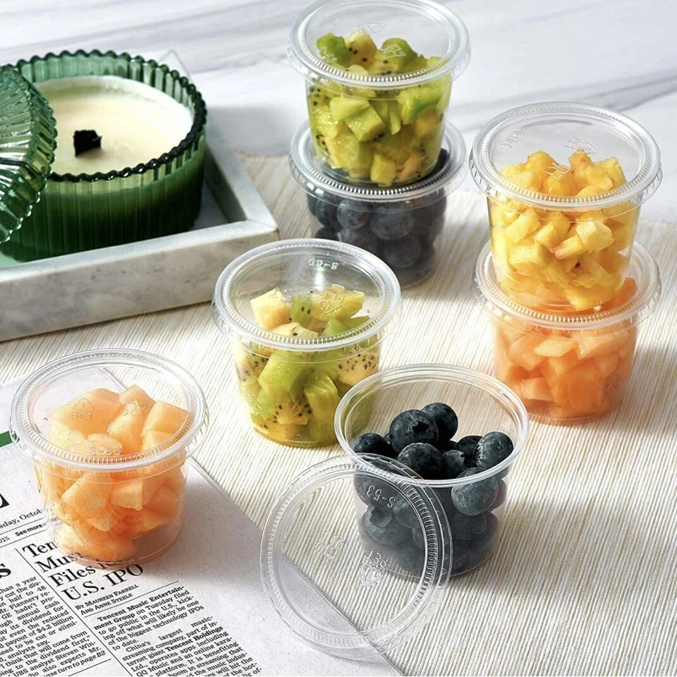 5.5oz Plastic Clear Portion Cups with Lids Pack of 1000 for Sauce Cup BPA Free