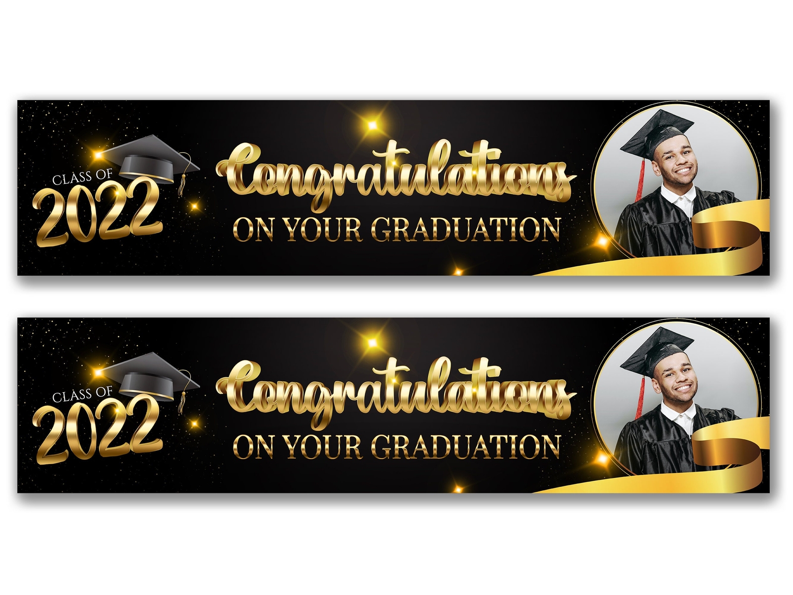 2 x Personalised Graduation Photo Banners – Any Name, Age and Occasion