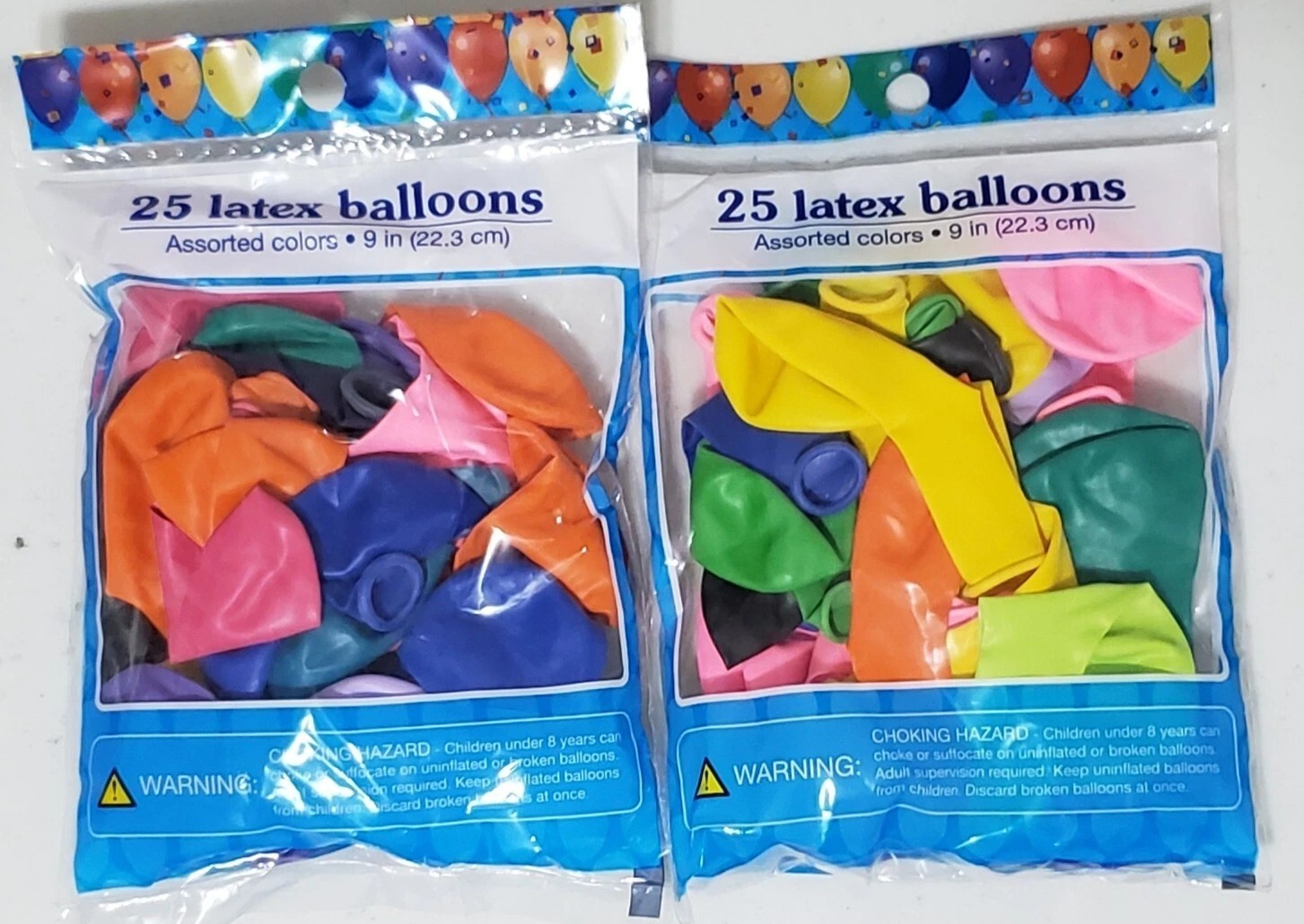 Set of 2 9in 25 Count Latex Balloons Party and Celebrations Assorted Colors