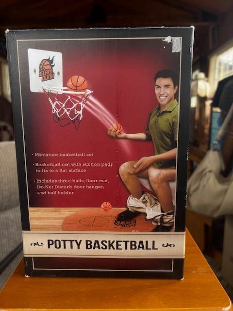 Potty Basketball Free Throw Toilet Bathroom Game Slam Dunk Mini Gag Gift NIB