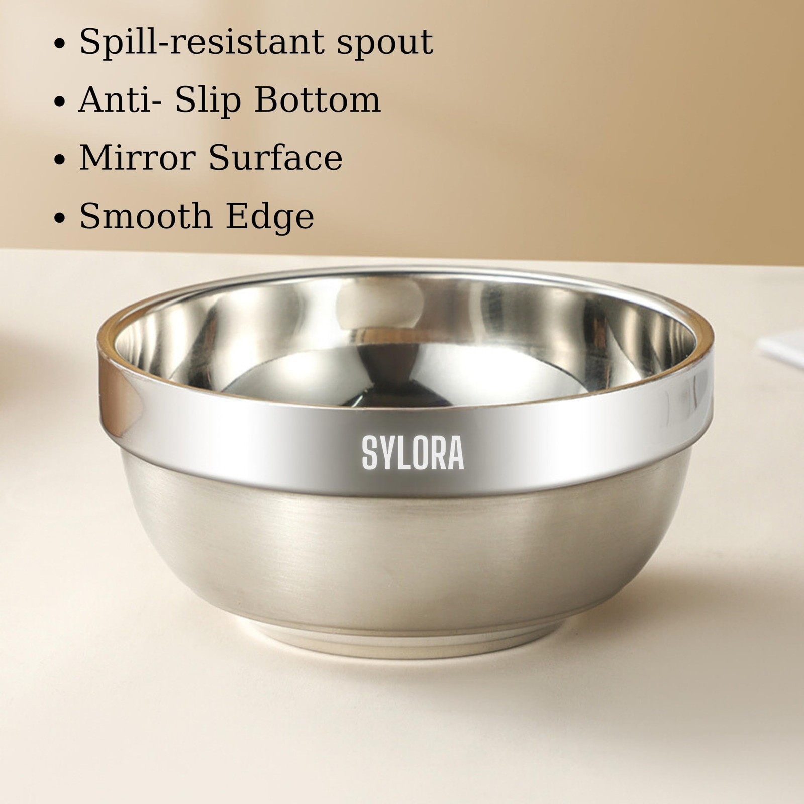 MANGOCO 6 Pack 304 Stainless Steel Bowls – Modern, Contemporary Style, 12 oz Cap
