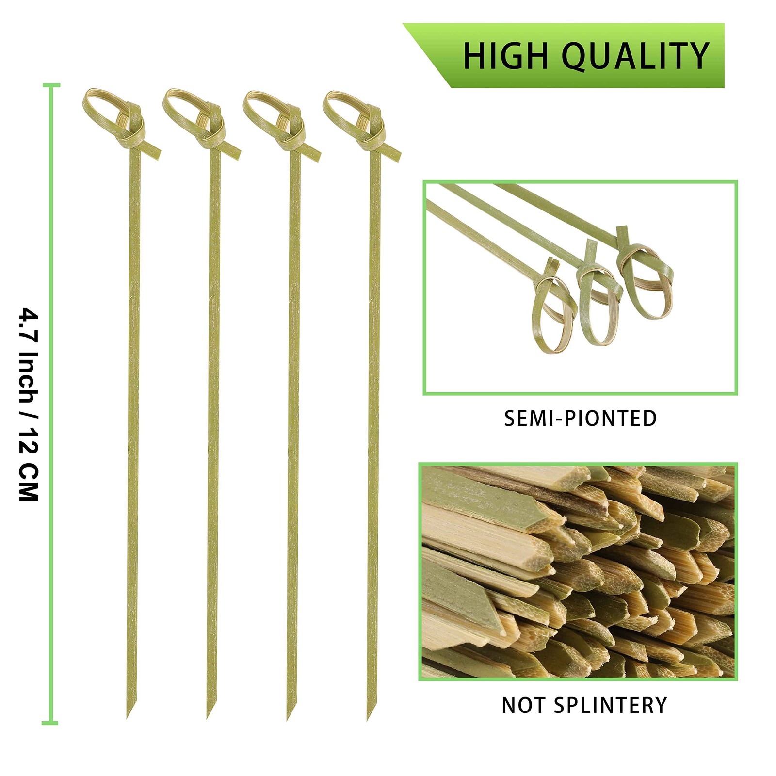 200 Pcs Cocktail Picks 4.7 Inch Toothpicks For Appetizers Natural Bamboo Knot Sk