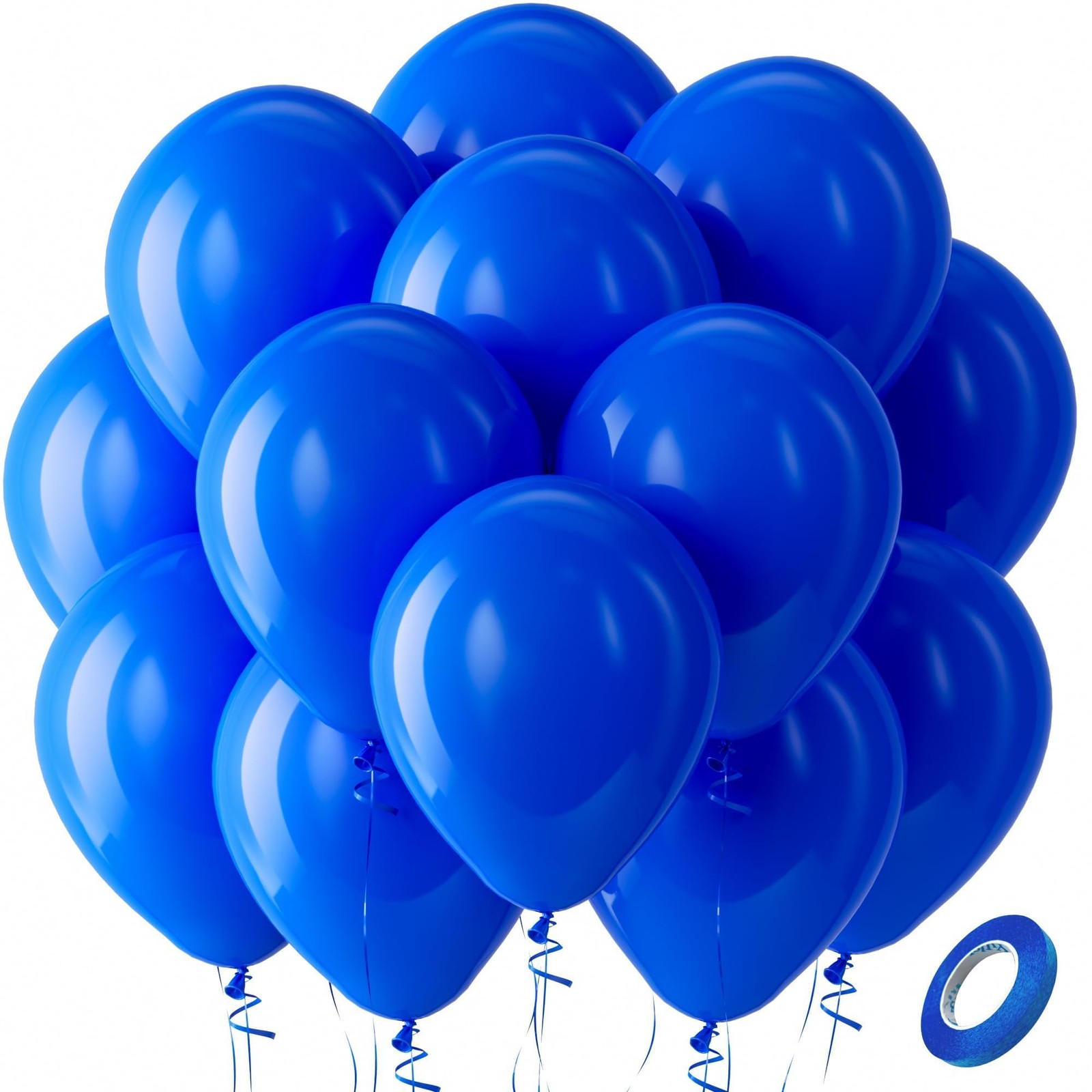 Bezente Royal Blue Latex Party Balloons – 100 Pack 12 inch Round Helium