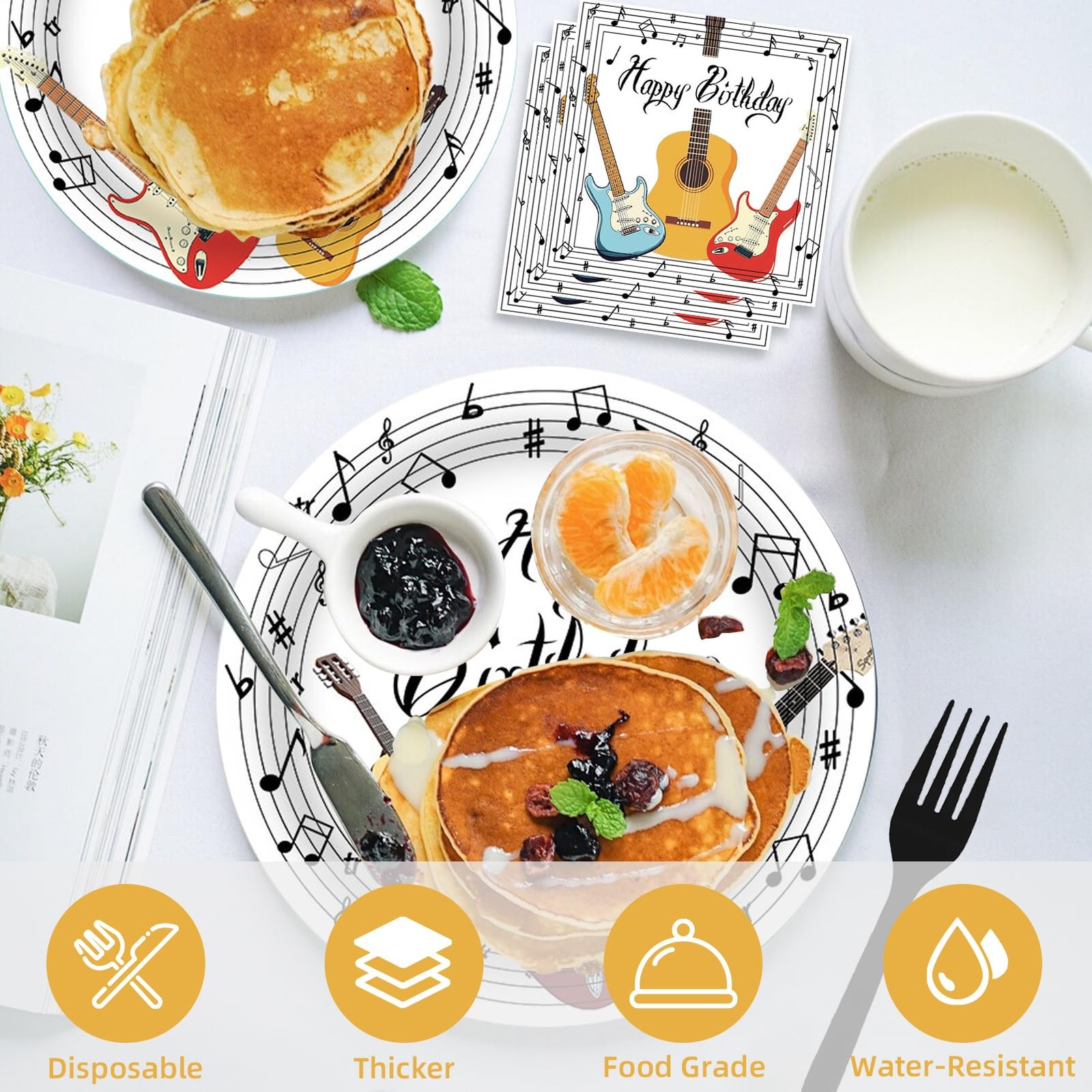 96 Pcs Music Party Decorations Tableware Set for Adult Teens Kids Includes Pl…