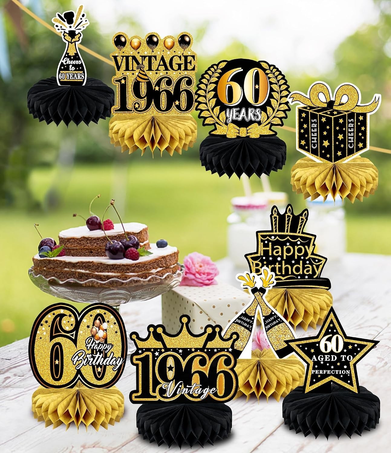 Stylish 60th Birthday Table Centerpieces – 9 Retro Honeycomb Decor Pieces