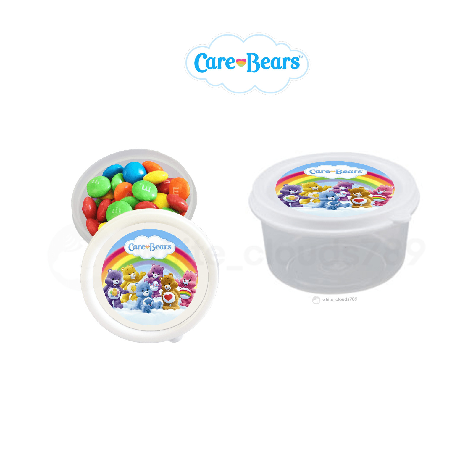 10 Care Bears Party Favor Small Candy Containers 2.3 oz Fillable Gift Treat