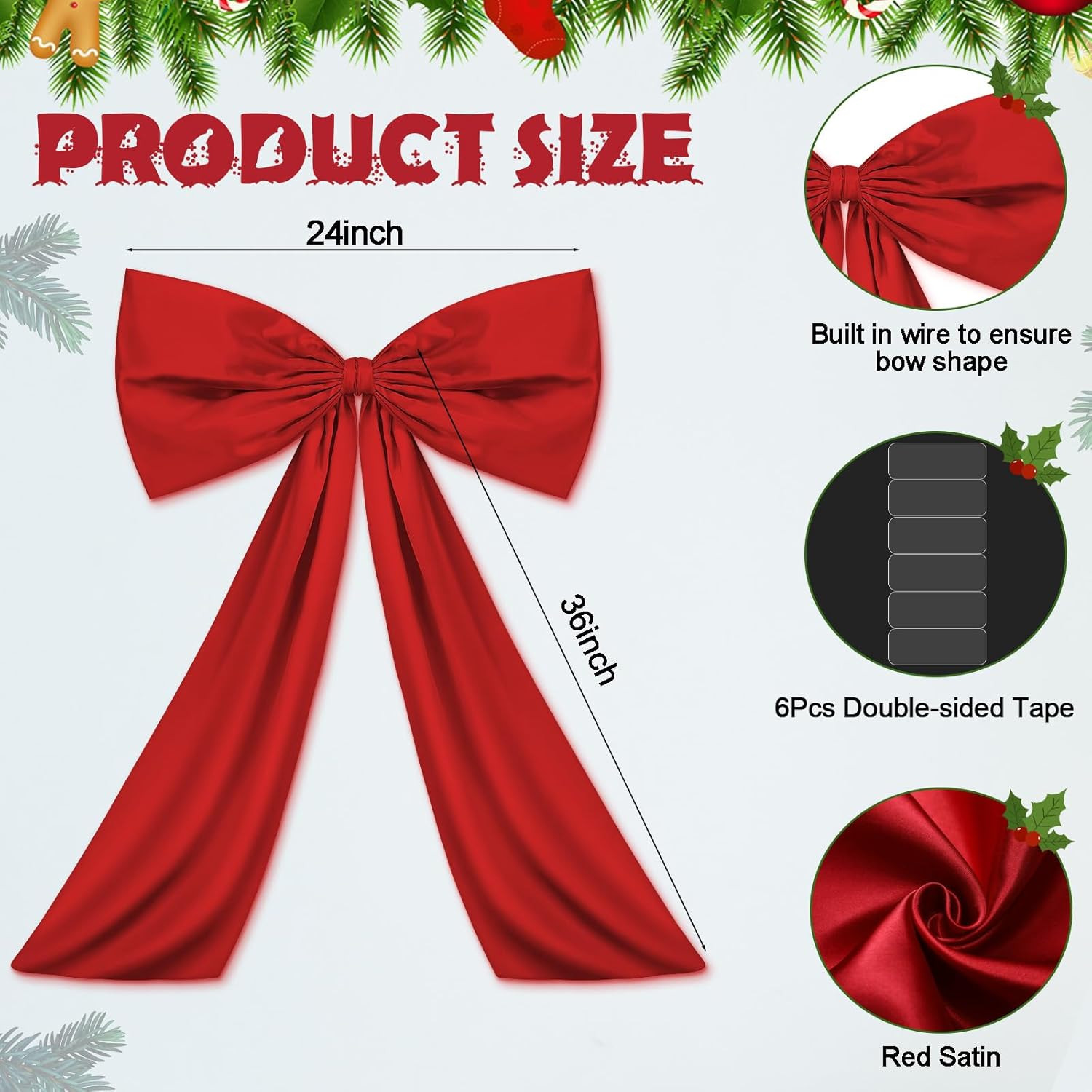 Red Large Bow Decor Big Bow Coquette Birthday Decoration for Room Giant Satin Ri