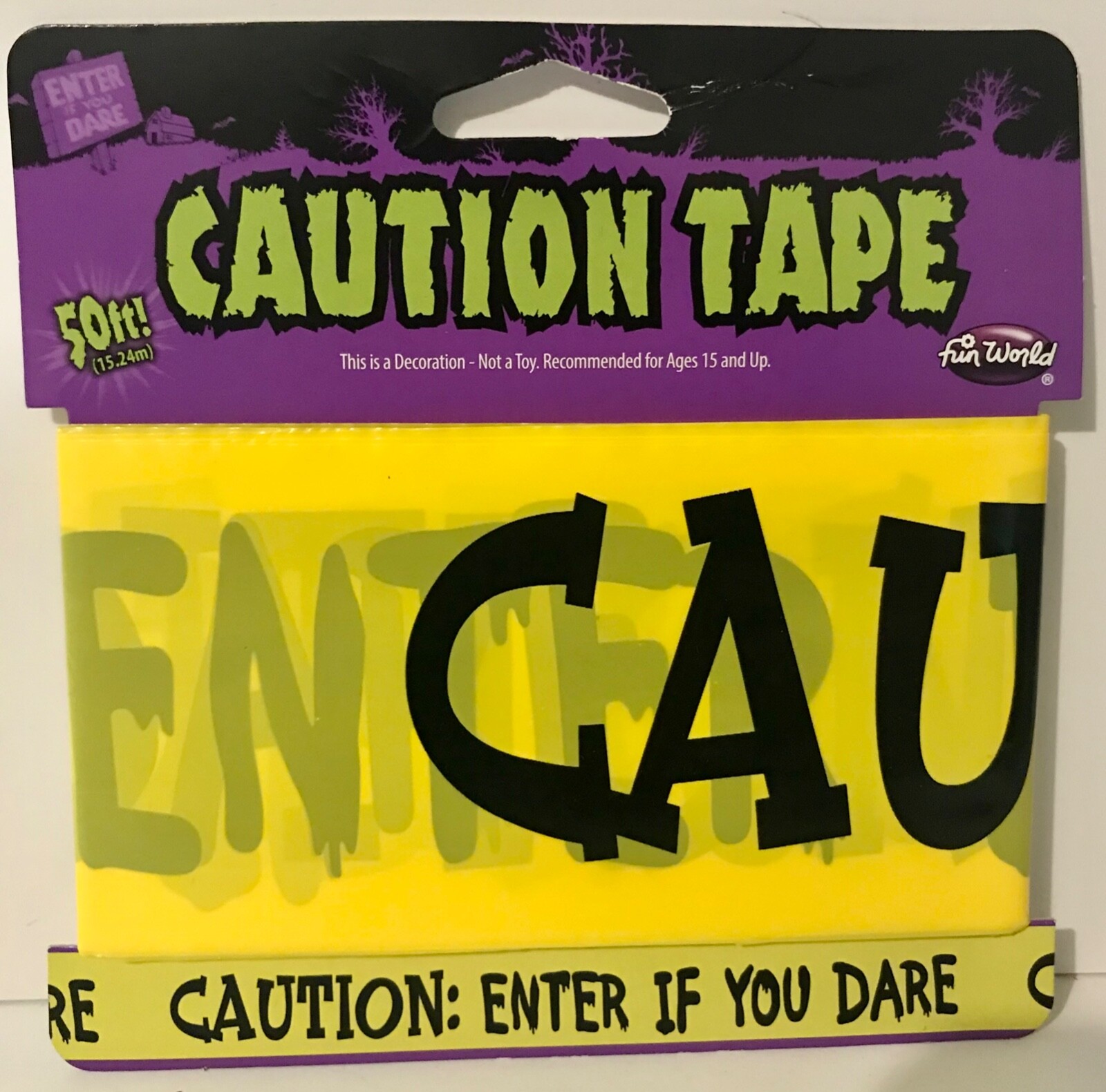 Fun World Halloween Theme Caution Tape ~ZOMBIE ZONE,  CAUTION DARE & HAUNTED OUT