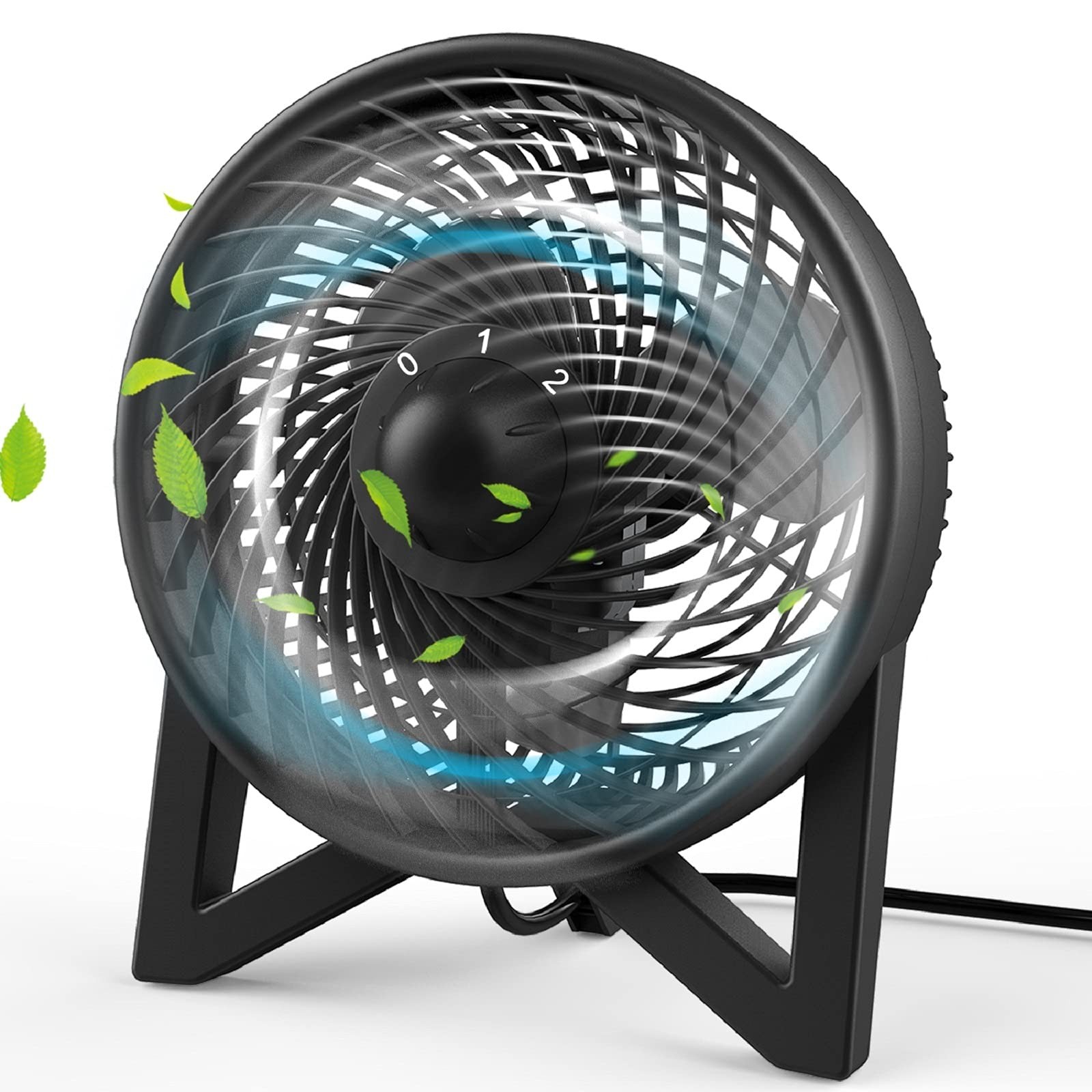 DR.PREPARE Desk Fan, 8 Inch Powerful Table Fan, Small Quiet Bedside Fan with 2 S