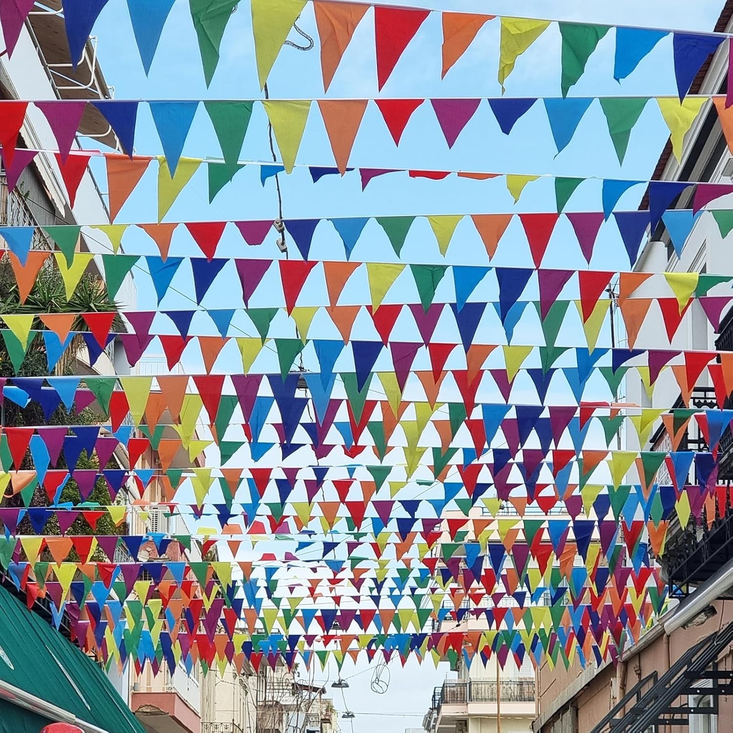RUBFAC 1020Ft 720Pcs Colorful Pennant Banner Flags Multicolor Bunting String Tri