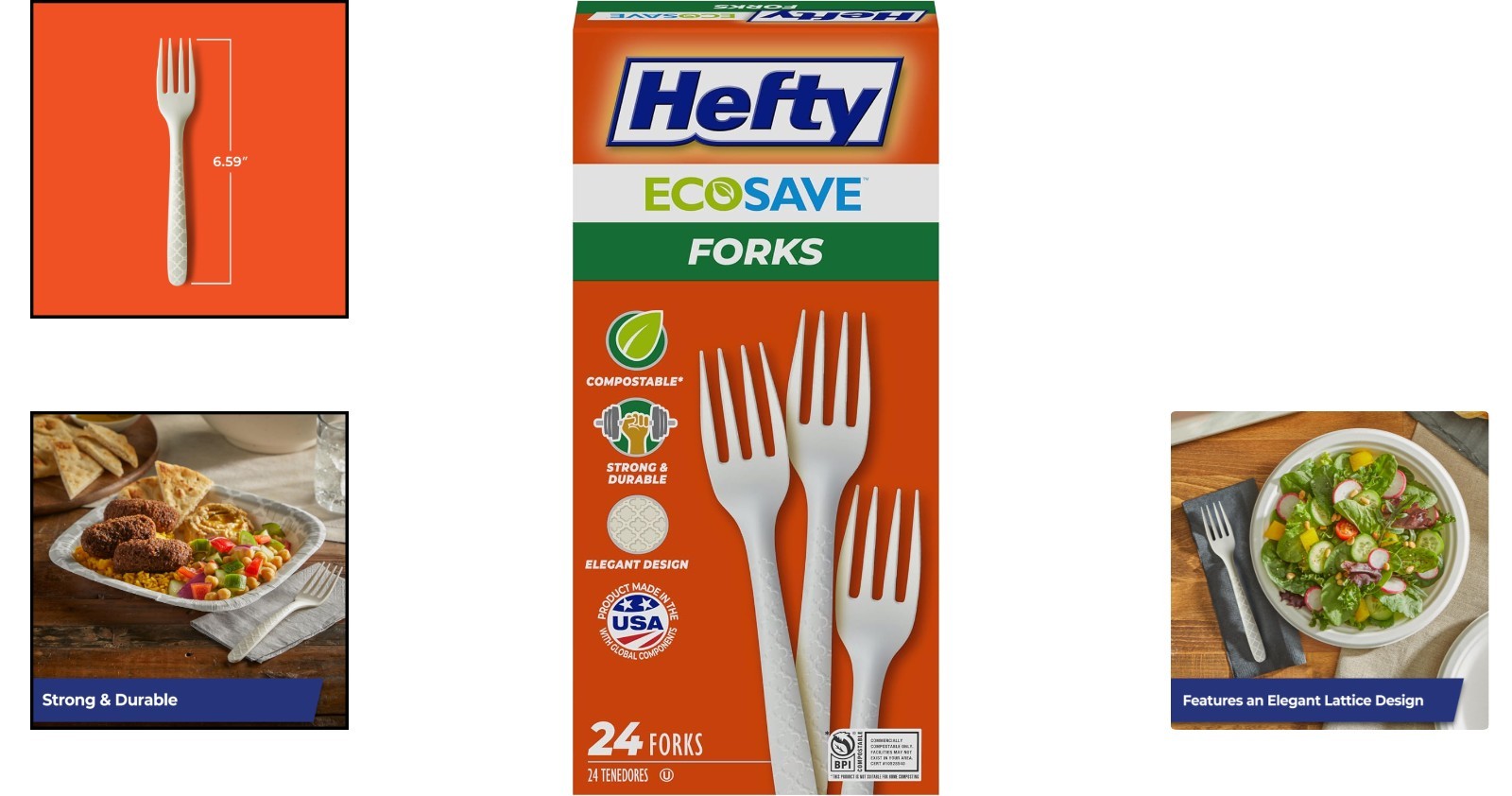 Sustainable 24-Pack ECOSAVE Forks for Outdoor Events – Compostable & Strong
