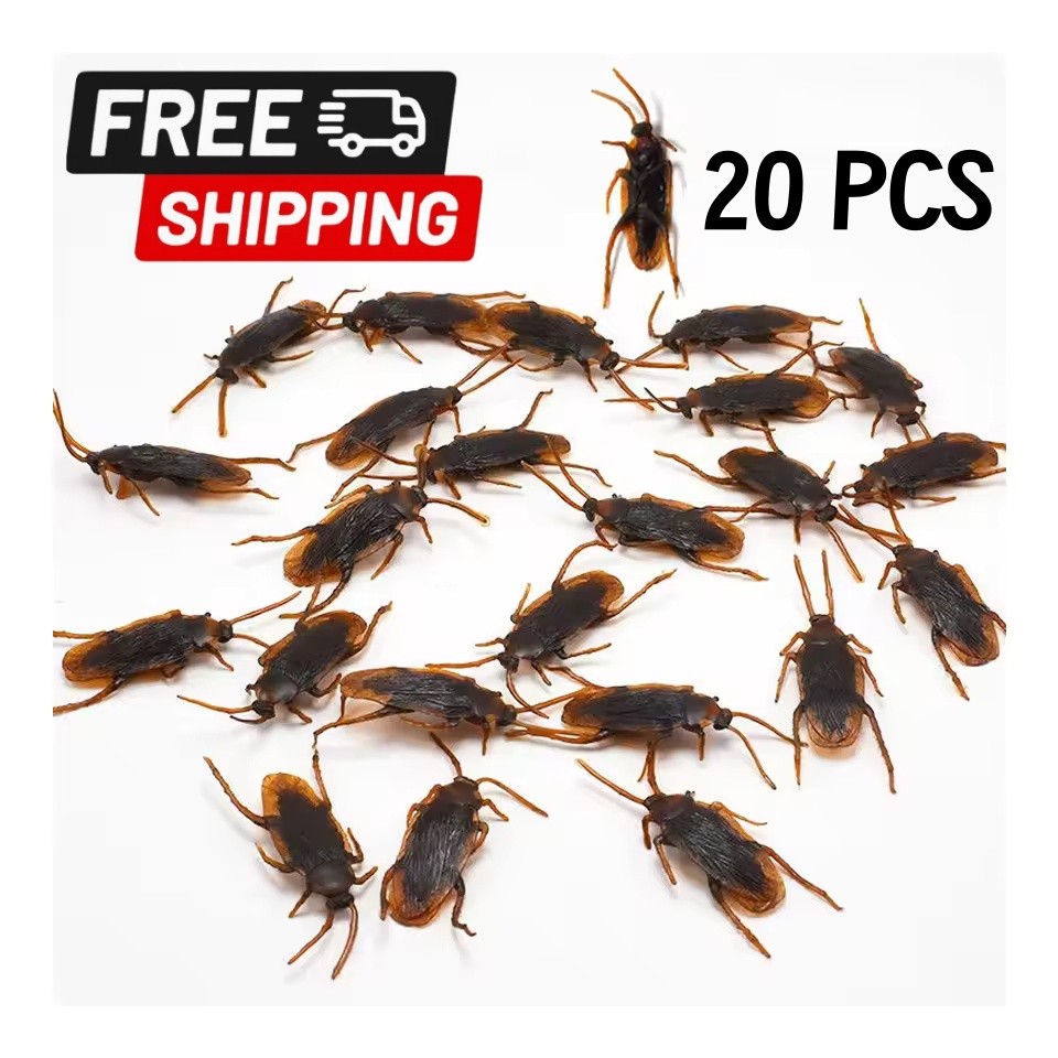 20PCS Realistic Fake Cockroach Toys – Horror Prank Props for Halloween Decor