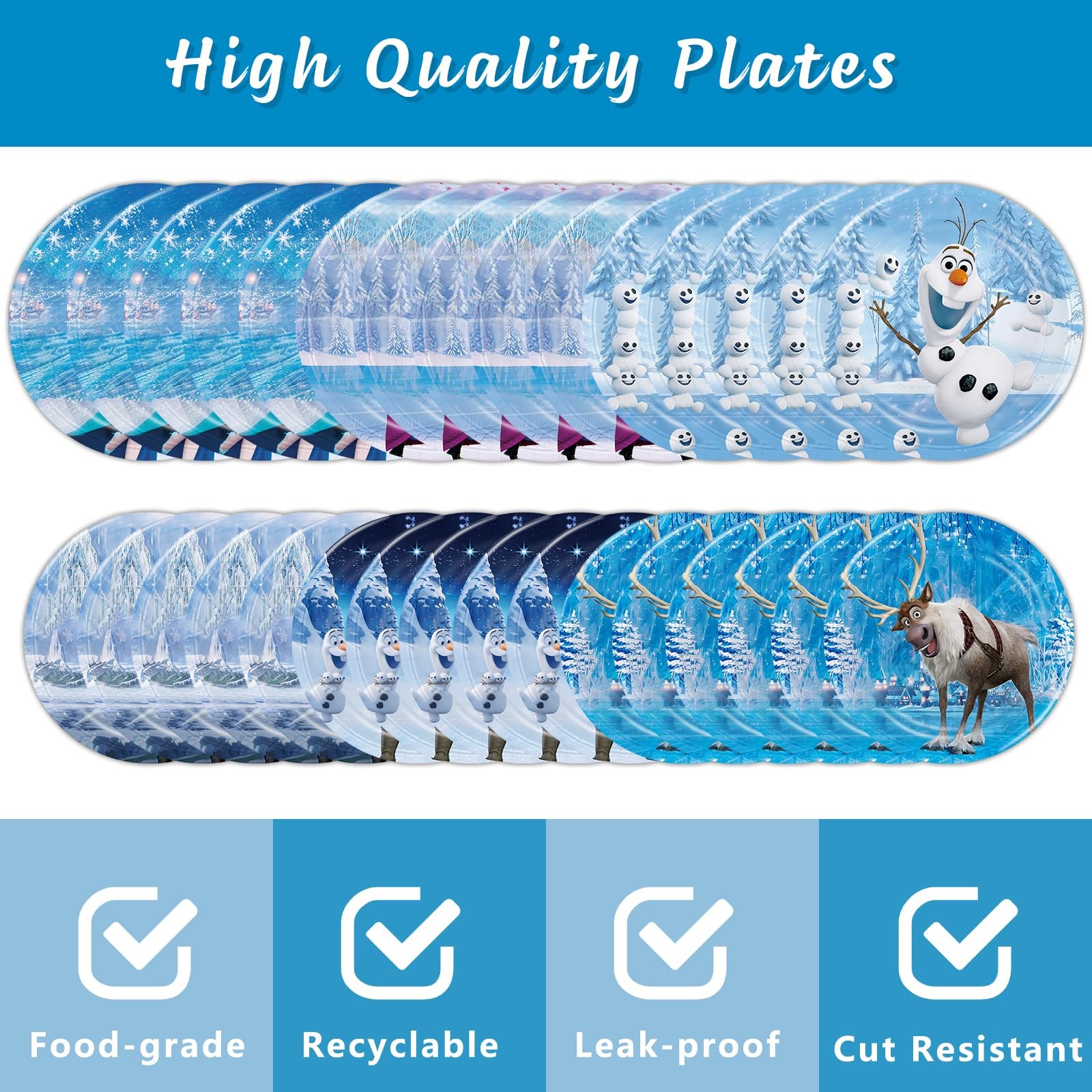 VAYNEIOJOY Frozen Birthday Party Supplies 120pcs Disposable Frozen Paper Plates