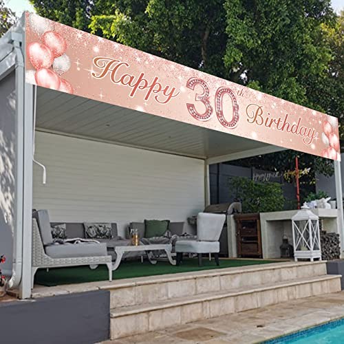 Happyth Birthday Rose Gold Banner Backdrop Balloon Confetti Theme Decor 30