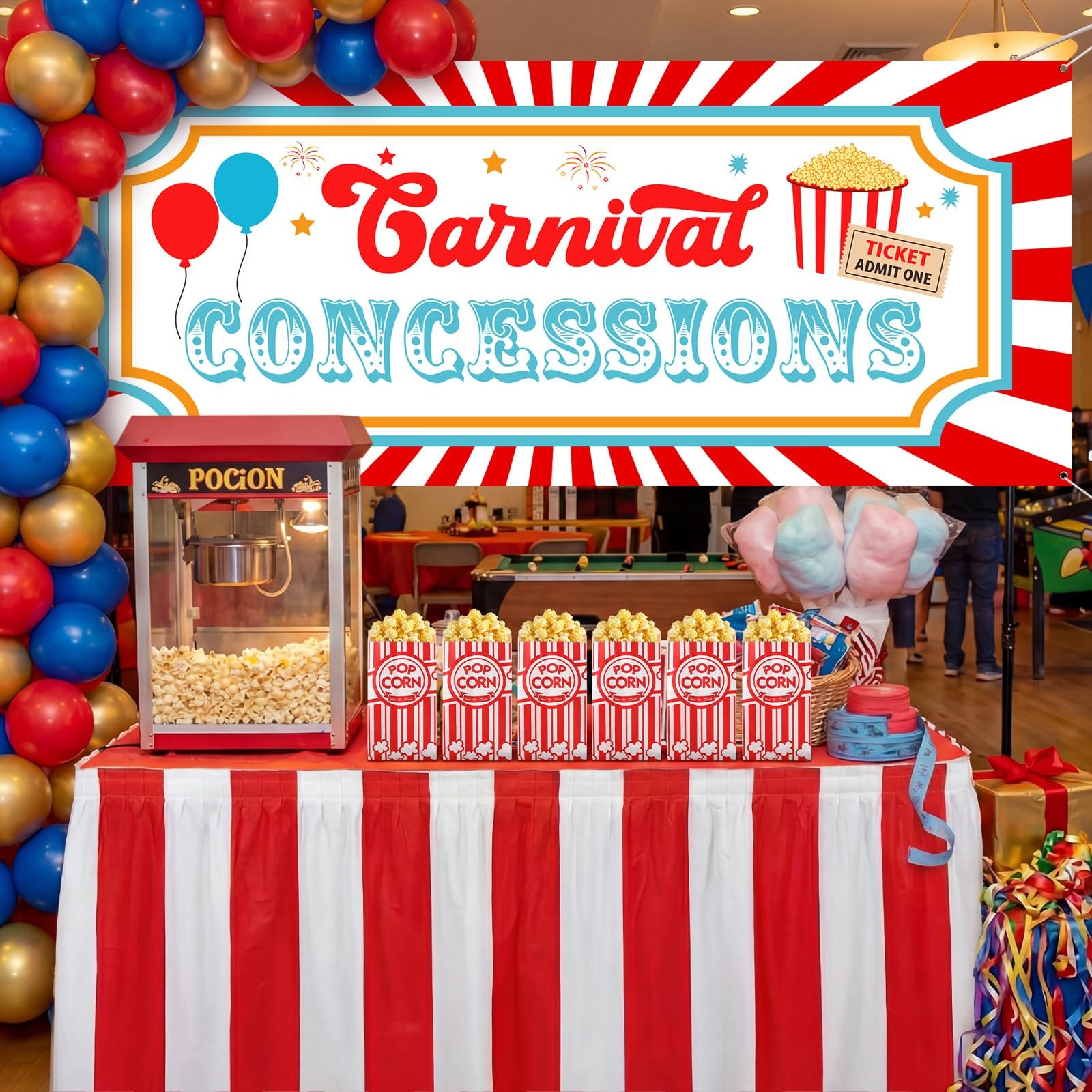 52 Pcs Carnival Circus Party Decorations Concession Stand Supplies Kit with C…