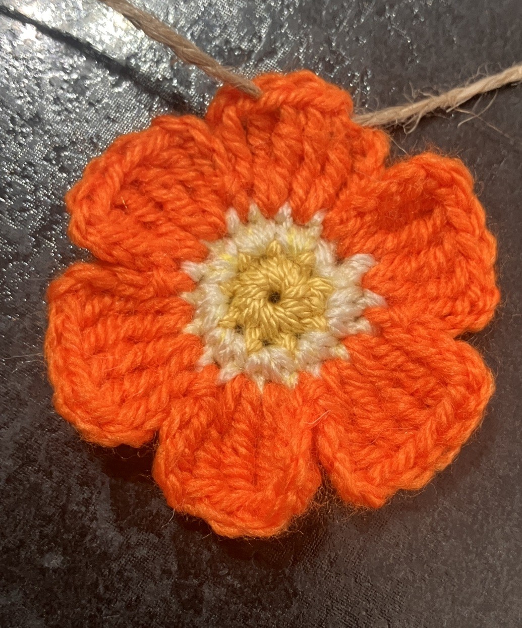 🌸NEW Hand Crochet PRETTY jute 7 Flowers Bunting Window Camper Summer 35” Gift