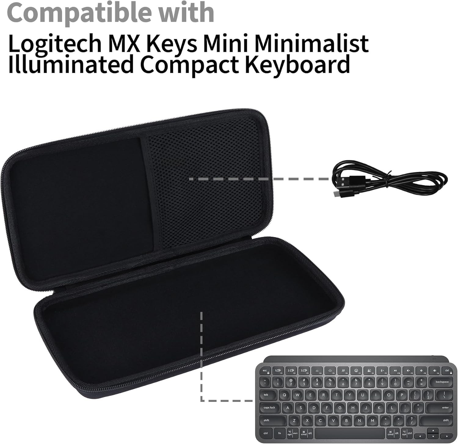 Case Compatible with Logitech MX Keys Mini Minimalist Illuminated Compa