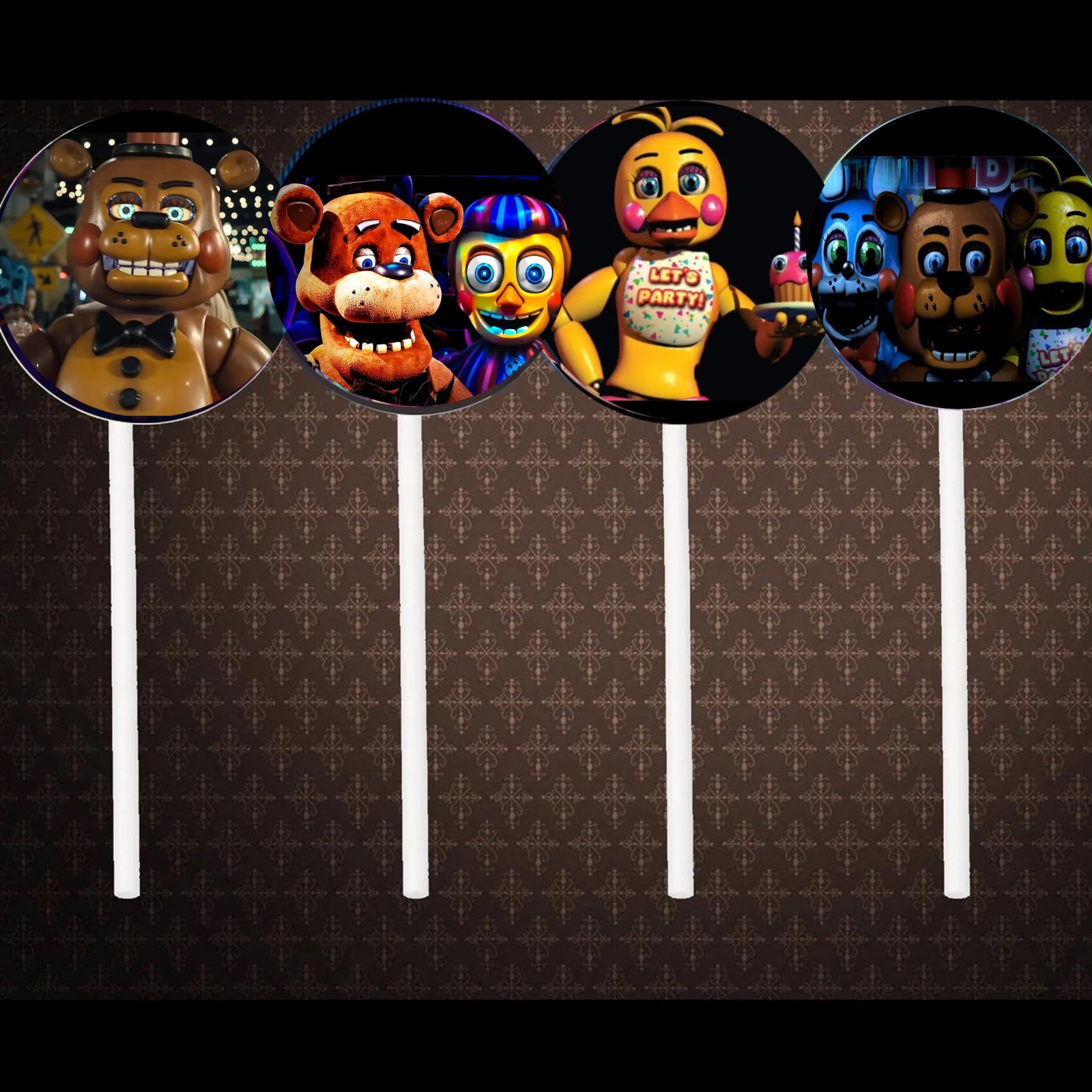 Five nights At Freddy’s Cupcake Toppers 12 cake Party Supplies 2 sided