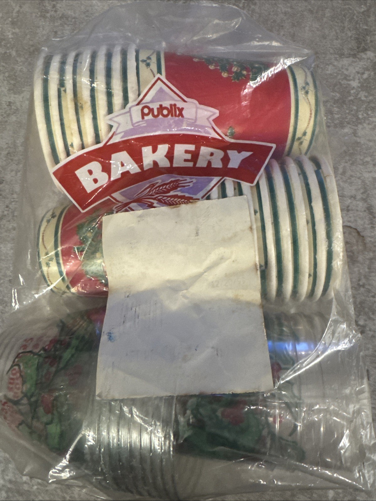 Vintage 1990s Publix Bakery Christmas Seasons Greetings Paper & Plastic Cups NEW