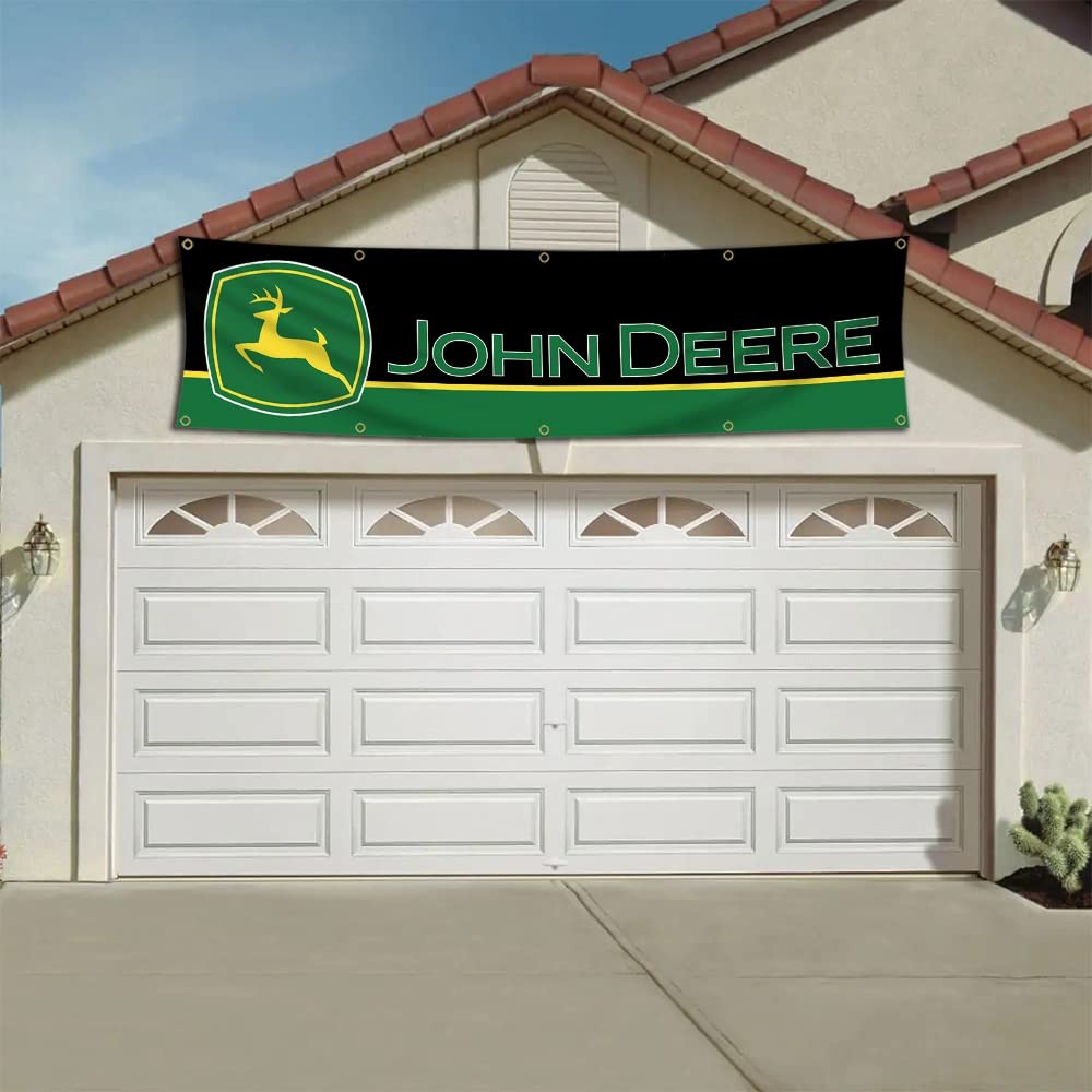 Kasflag John Deere Banner 2×8 ft Heavy Duty 150D Polyester with 8 Grommets