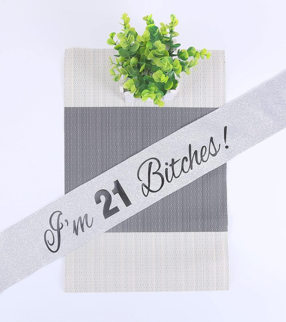 21st Birthday Tiara & Sash Set – I’m 21 Bitches Silver Crown & Birthday