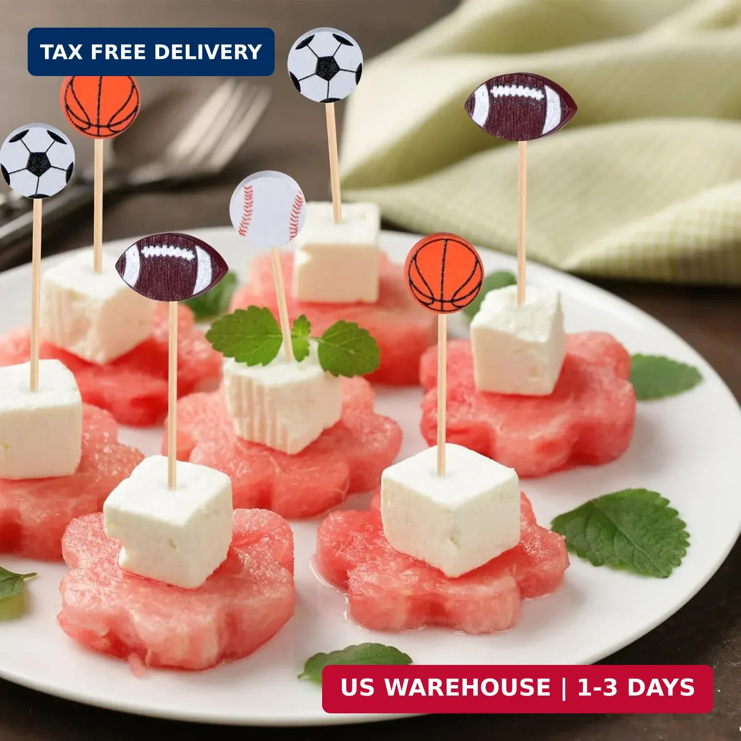JtmyAota 100 Pack Soccer Toothpicks, 4.7 Inch Bamboo Cocktail Picks, Bamboo Toot