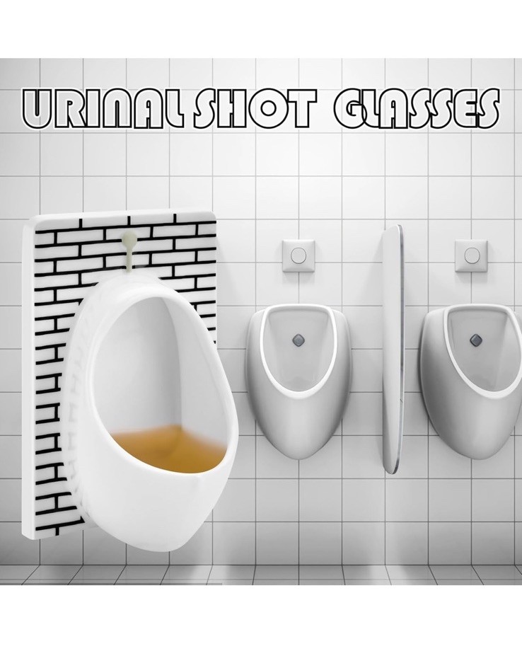 Brand New White Elephant Gifts Urinal Shot Glasses Set of 2 Odd Funny Gag Gifts