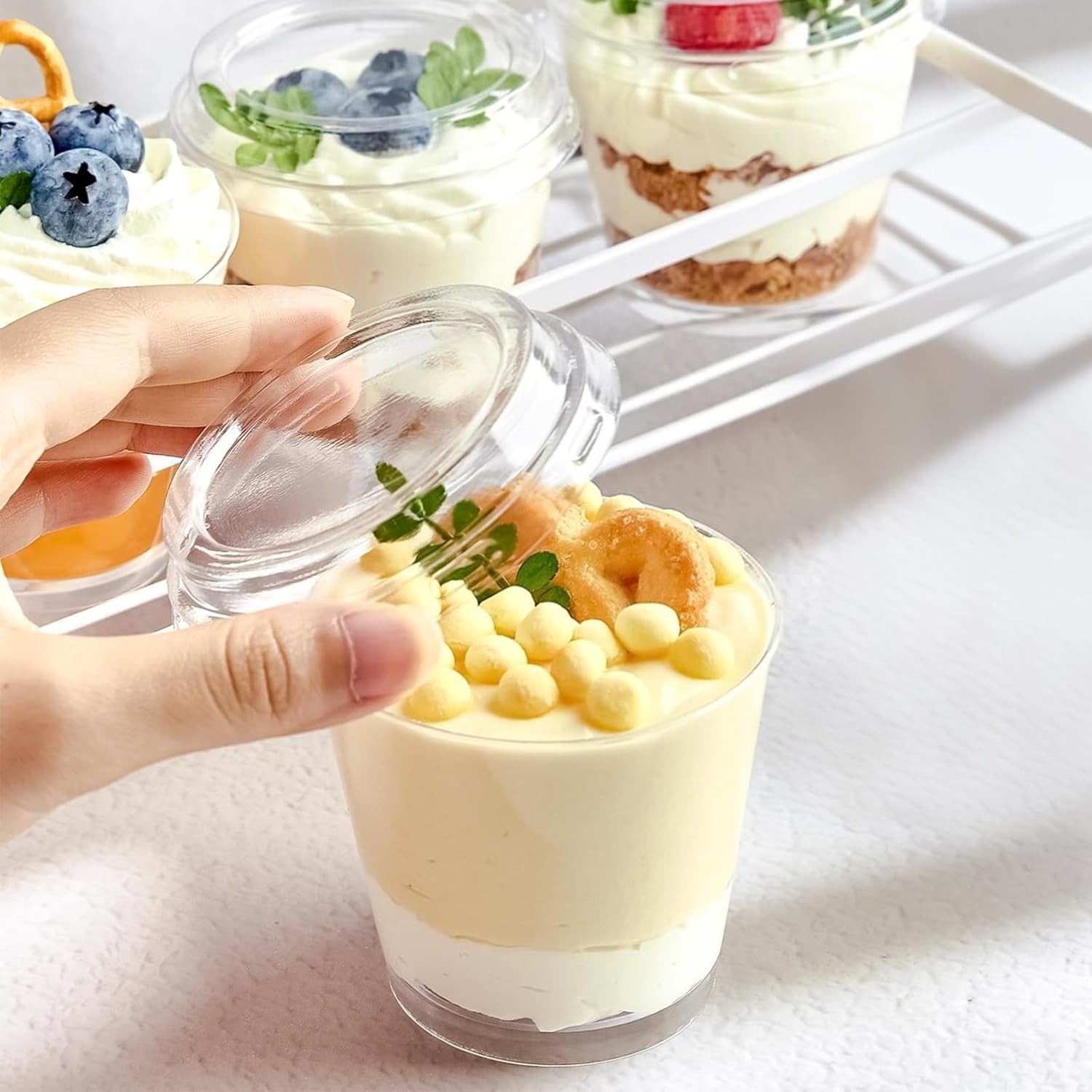6 oz Mini Dessert Cups with Lids and Spoons 150 Pcs | Serves 50 | Small Plast…