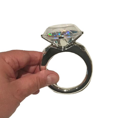 4″ JUMBO DIAMOND RING BACHELORETTE Party Gift Joke Gag Big Fake Rock Plastic Toy