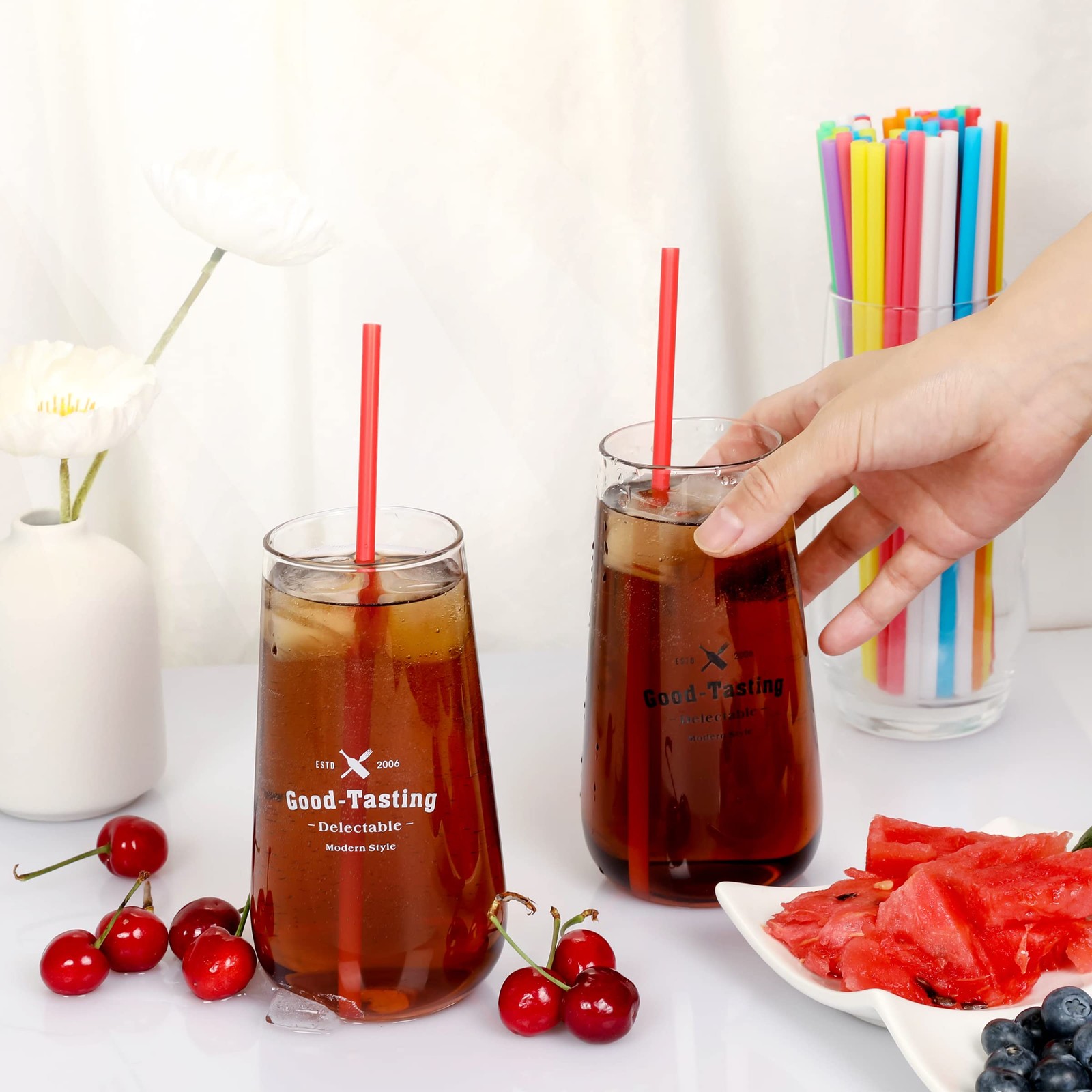 500 Pcs Colorful Disposable Drinking Plastic Straws.(0.23” diameter and 8.26…