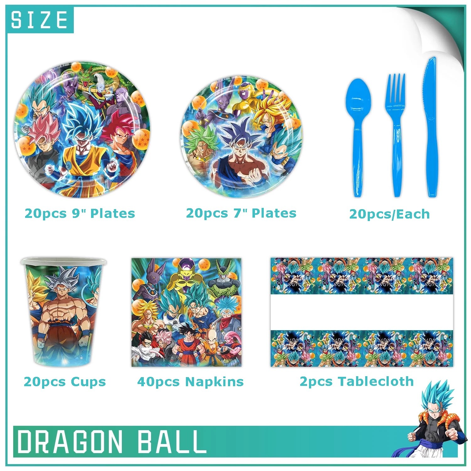 Dragon Ball Z Anime Kids Birthday Party Supplies Set Plates Cups Napkins 182pc
