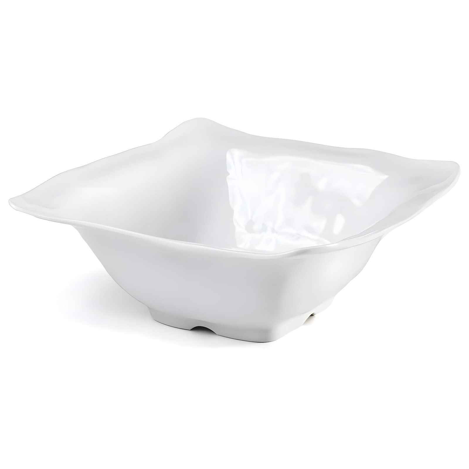 Q Squared Ruffle Square Serving Bowl, 12.5-Inch, Melamine, White