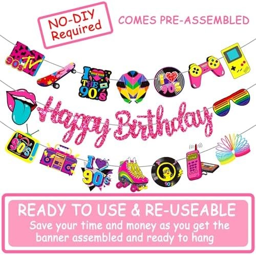 90s Theme Birthday Party Banners Retro 1990s Birthday Party Decorations Retro St