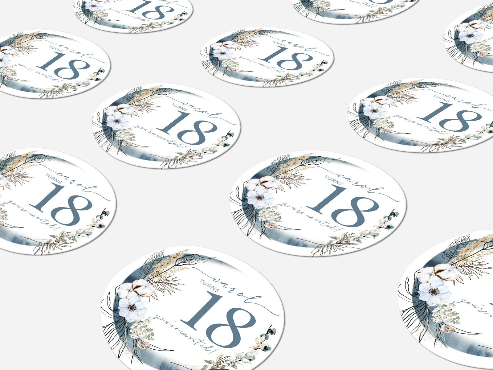 Personalised birthday round sticker labels, custom stickers
