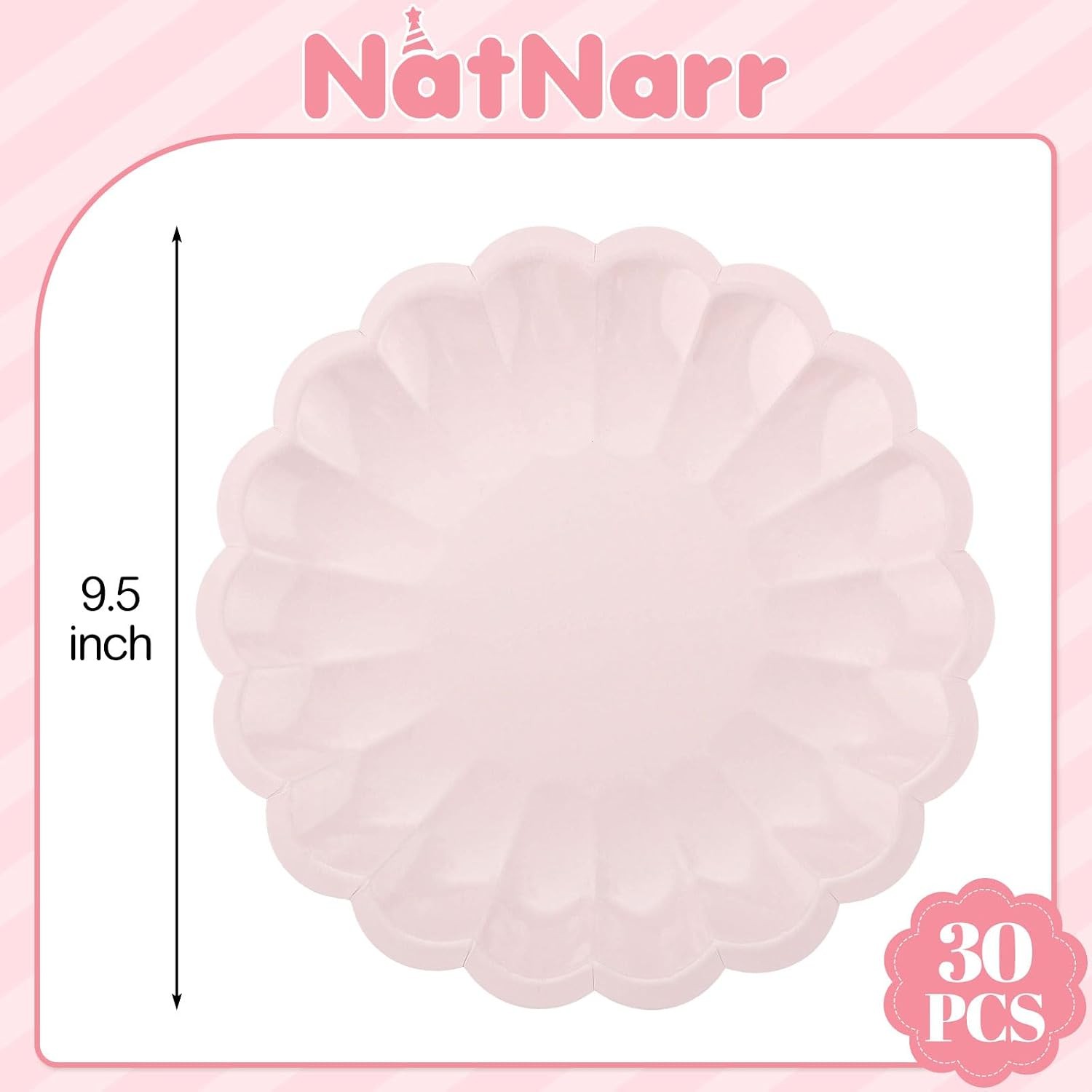 30 Pcs Pink Paper Plates 9.5 In Light Pink Plates Disposable Heavy