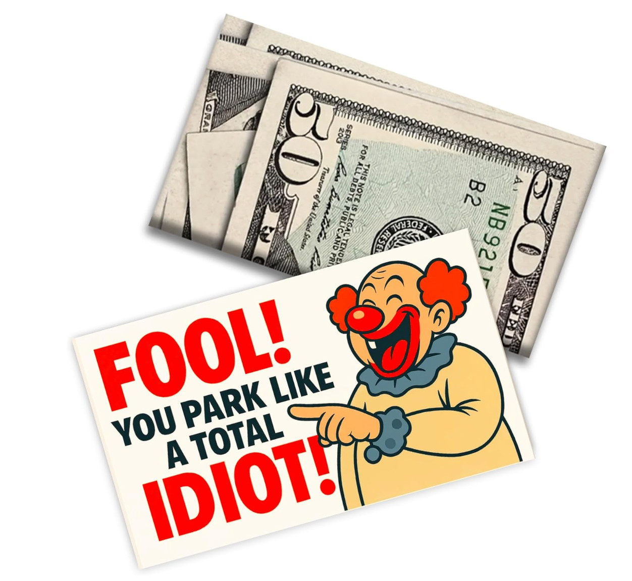 50 Pack Fake $50 Parking Prank Cards – Funny Gag Ticket to Fool Bad Parkers