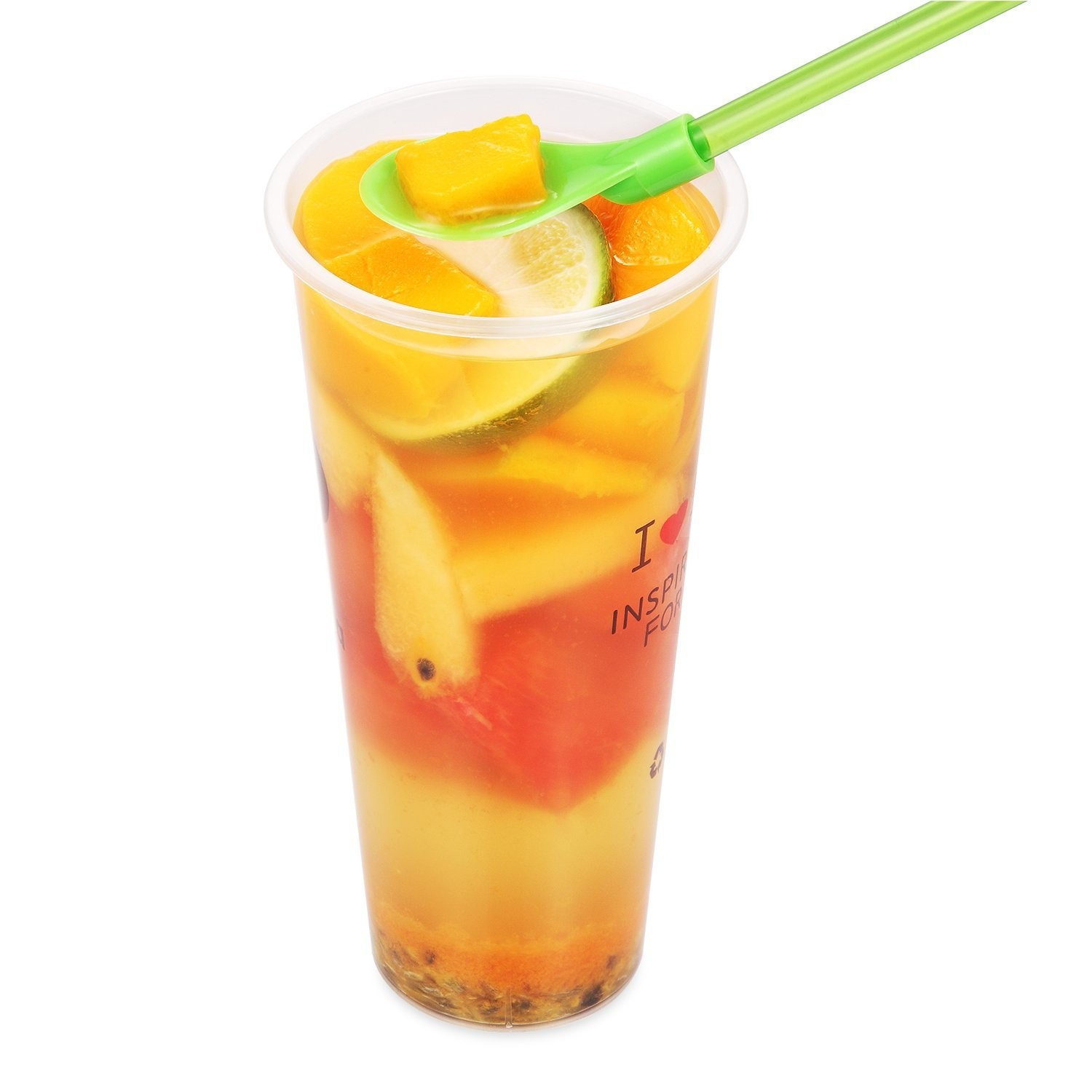 40PCS Reusable Spoon Straws 9 Inch Plastic Stirring Straws for Coffee Drinks