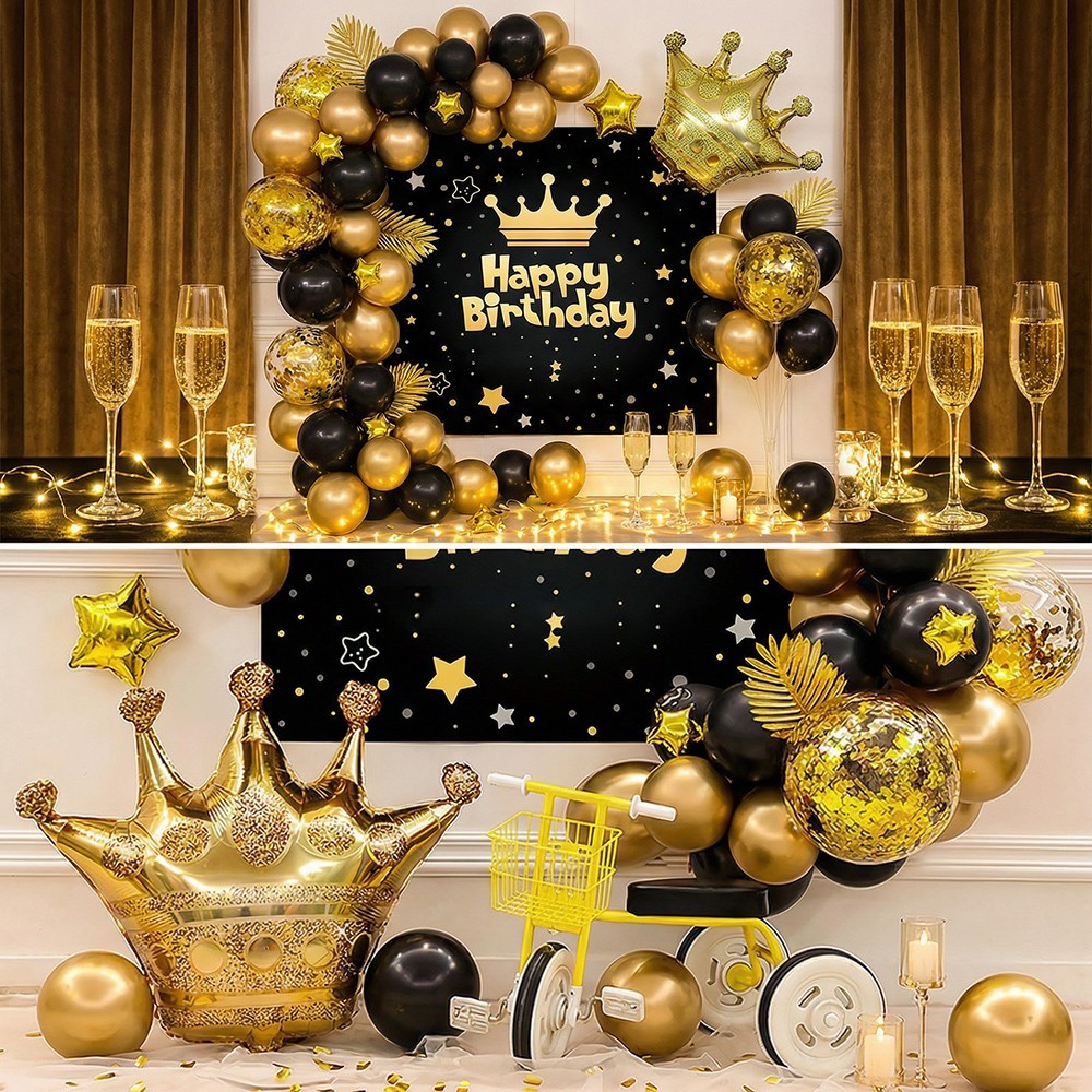 Gold Crown Foil Balloons for Royal Party King & Queen Birthday Wedding Baby Kids