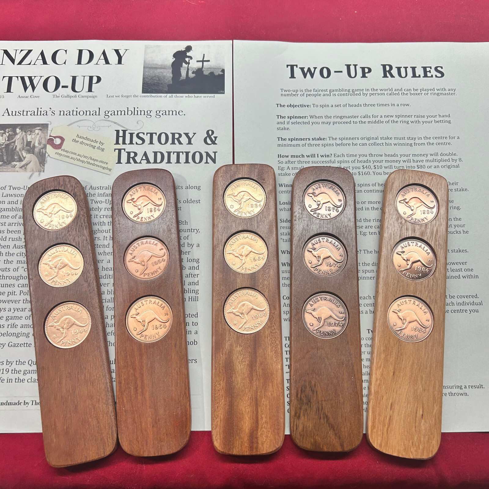 90th Anniversary Hardwood Two-Up Game Gift Present Wedding 1934 Australian Penny