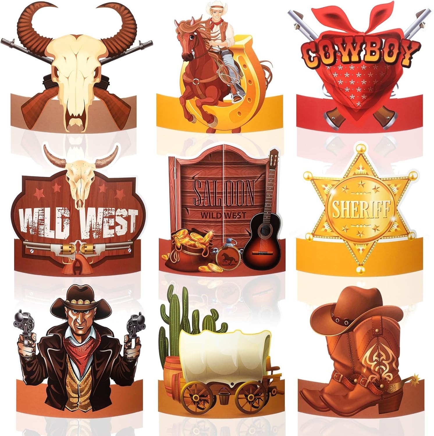24 Pcs Party Hats Cowboy Paper Headbands Western Cowboy Hair Accessories Crow…