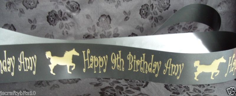 Personalised Cake Ribbon 50mm wide Poly ribbon Any Occasion 1 metre lengths