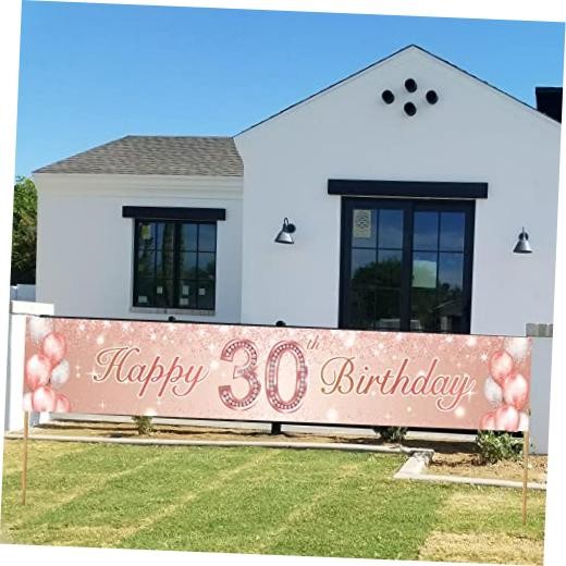 Happyth Birthday Rose Gold Banner Backdrop Balloon Confetti Theme Decor 30