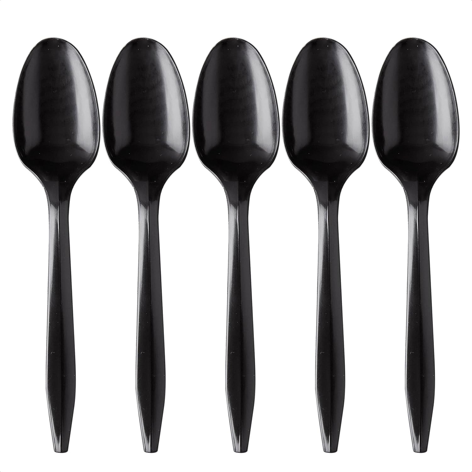 100 Plastic Spoons Black Medium Weight | Plastic Cutlery Disposable Spoons