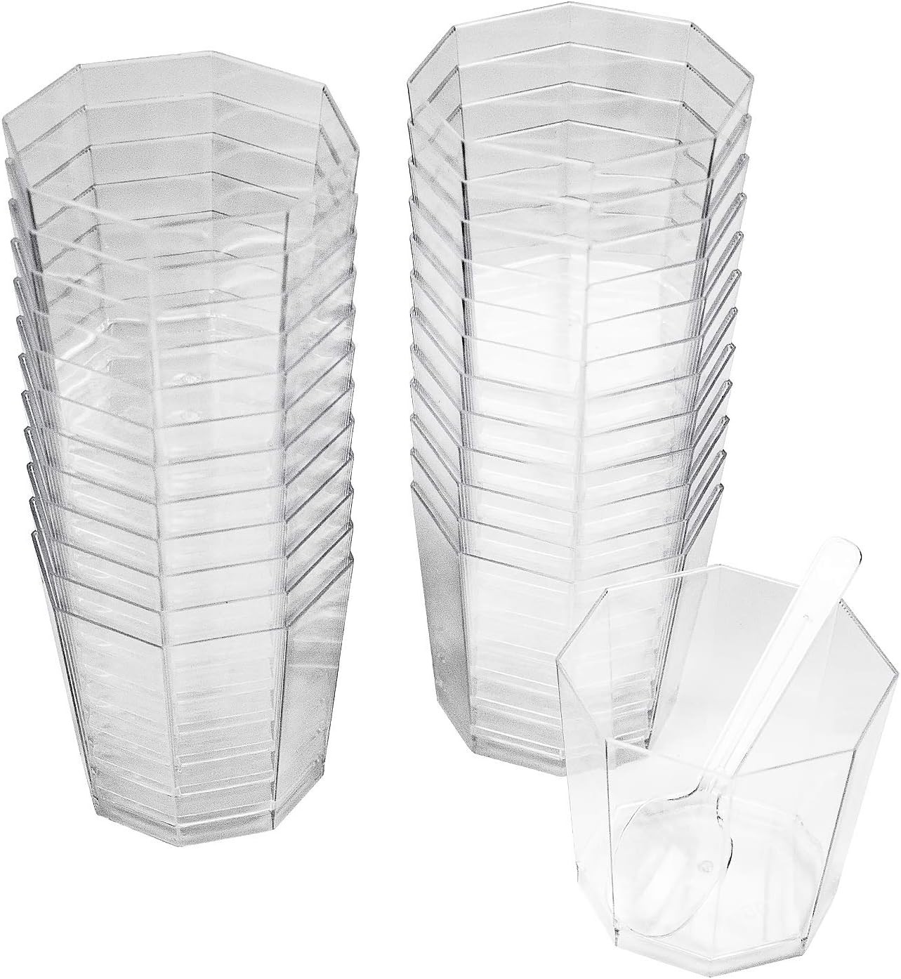 100 Pack 5.4 oz. Clear Plastic Dessert Cups with 100 Spoons Disposable Reusable