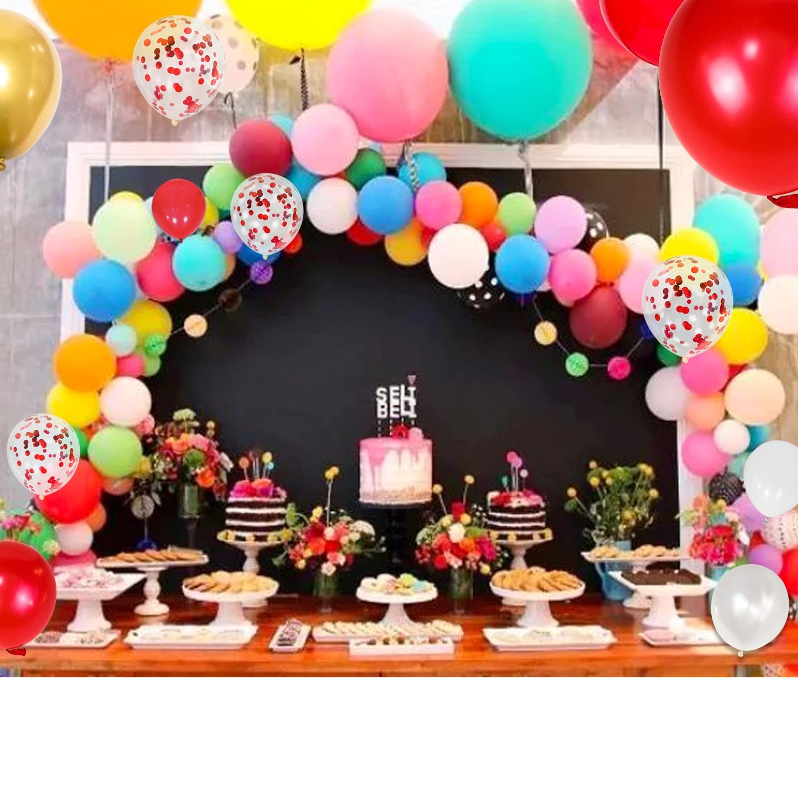 Royal Red & Gold Latex Balloons 12 Inch, Metallic Gold, Confetti Mix with Ri…