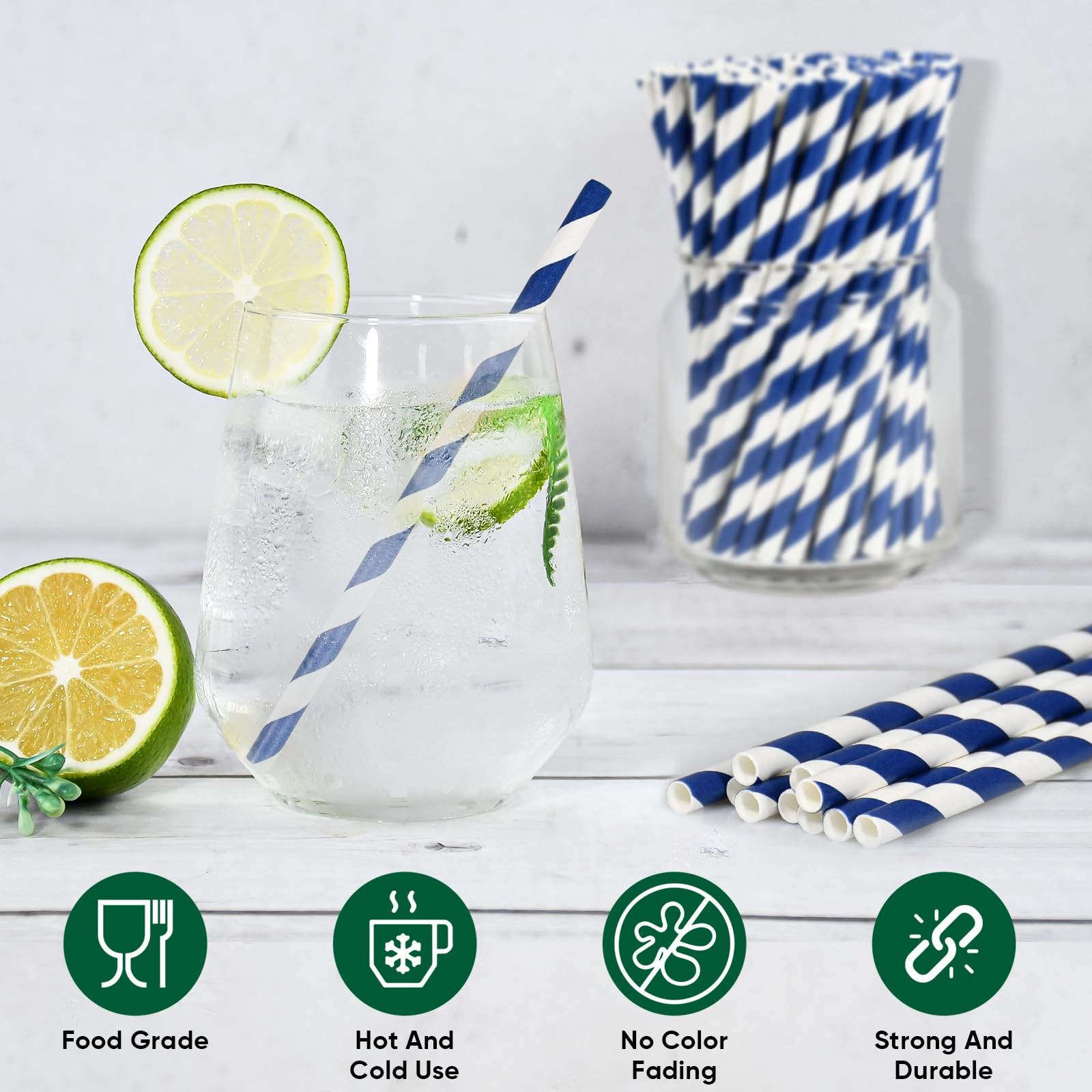 5.75 inch Navy Blue Short Paper Cocktail Straws & Stirrer Sticks 500 Counts -…