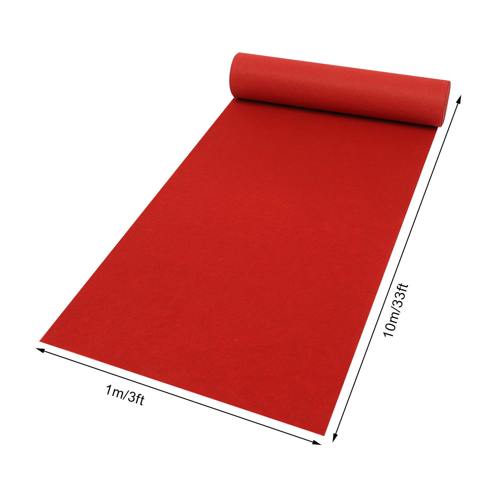 3??33Ft Red Carpet Runner Thickened Non-slip Runway Rug for Weddings Parties US